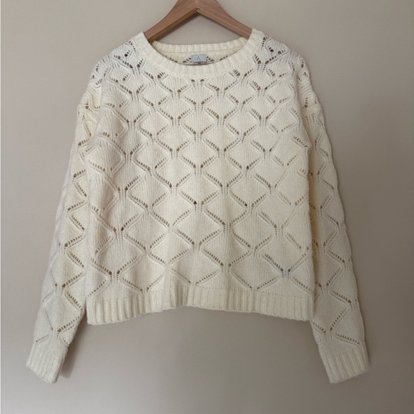 Joie Cream Open-Knit soft crewneck sweater - Picture 2 of 6